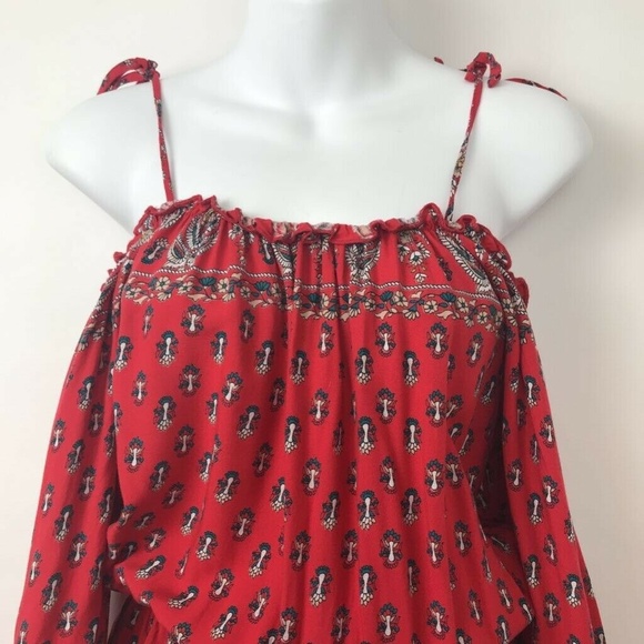 Band Of Gypsies Romper Red Nordic Floral Sz S - Picture 2 of 8
